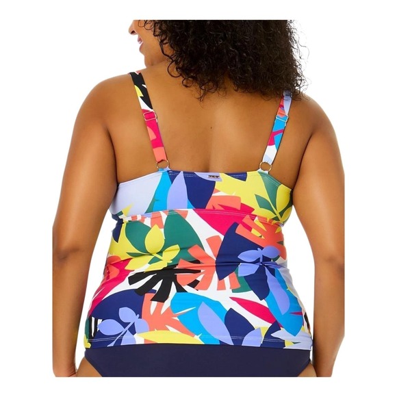 Anne Cole Women's Tropical Leaf Print Swim Tankini Top Plus Size 24W - Picture 2 of 7